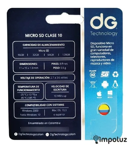 Memoria Micro Sd 32 gb Clase 10 Con Adap